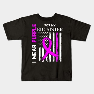 I Wear Purple For My Big Sister Lupus Awareness USA Flag Kids T-Shirt